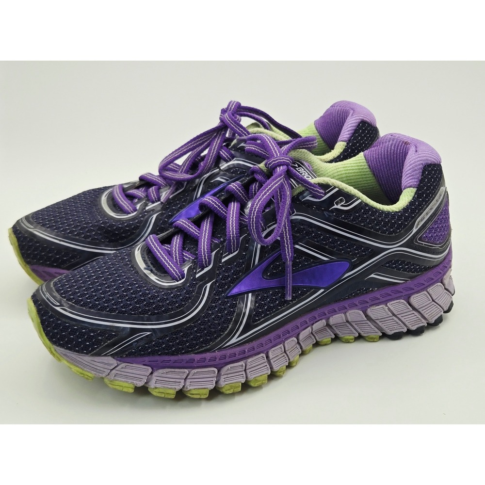 Brooks Adrenaline GTS 16 Womens Running Shoes Purple Navy Lime Size 6